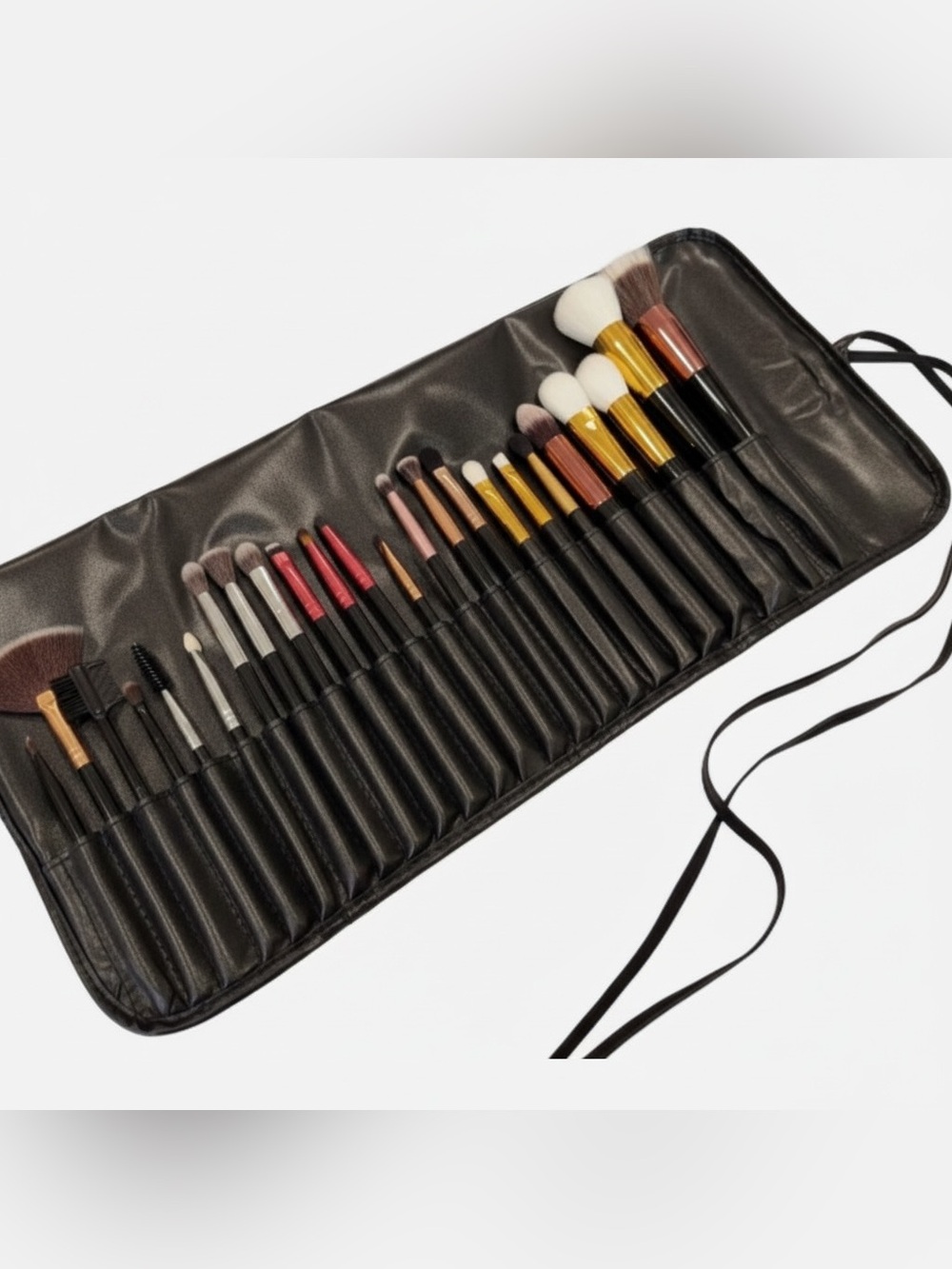 Professional Makeup Brush Set in Black with Gold Accents